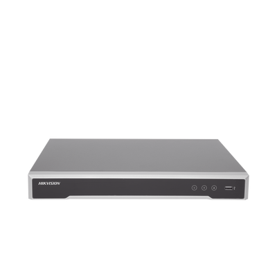 NVR 12 Megapixel (4K) / 16 canales / 16 Puertos PoE+ / Soporta Cámaras con AcuSense / H.265+ / Hik-Connect / Switch PoE 300 mts / 2 Bahías de Disco Duro / HDMI en 4K / Soporta POS