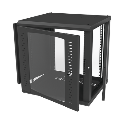 Gabinete para Montaje en Pared, Puerta de Cristal Templado, Cuerpo Fijo con Rack 19" de 12 Unidades - Imagen 2