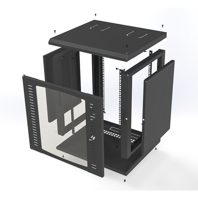 Gabinete para Montaje en Pared, Puerta de Cristal Templado, Cuerpo Fijo con Rack 19" de 12 Unidades - Imagen 7