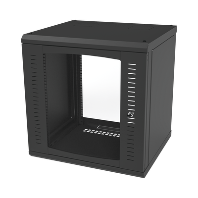 Gabinete para Montaje en Pared, Puerta de Cristal Templado, Cuerpo Fijo con Rack 19" de 12 Unidades