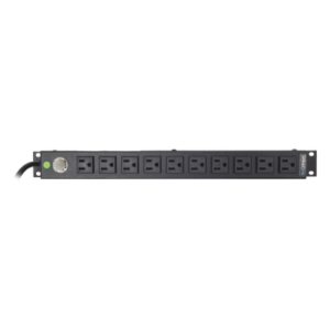 Multicontacto Horizontal (PDU) de 10 Contactos (NEMA 5-15R) Rack 19" 1UR. Voltaje Entrada/Salida: 120Vca/15A