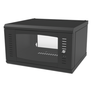 Gabinete para Montaje en Pared, con Puerta de Cristal Templado, Cuerpo Fijo, con 6 Unidades de Rack, de 19in, Fabricado en Acero
