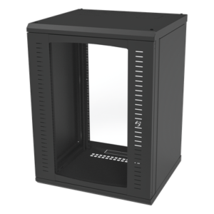 Gabinete para Montaje en Pared, Puerta de Cristal Templado, Cuerpo Fijo con Rack 19" de 16 Unidades