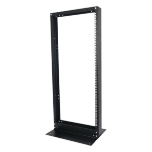 Rack de 2 Postes, Estándar 19", 24 Unidades, Fabricado en Acero, Base "L" para Anclar a Piso.