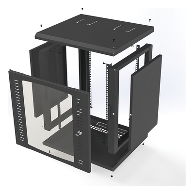 Gabinete para Montaje en Pared Cuerpo Fijo, con 12 Unidades de Rack, de 19in, Puerta de Cristal Templado, Fabricado en Acero - Imagen 7