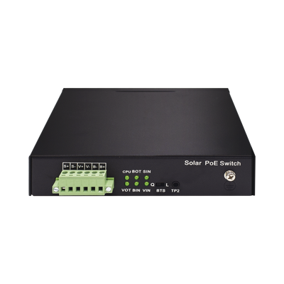 Switch No Administrable de 5 puertos Gigabit PoE (802.3af/at/bt y Pasivo de 24 Vcc) + 1 puerto SFP Gigabit, con controlador de carga para baterías - Imagen 2