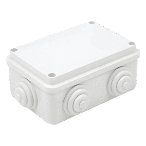 Caja Estanca de PVC Para Derivación y Conexión, 6 Entradas, Tapa Atornillada, 120x80x50 mm (Área interna), Uso Exterior IP55, Material que no Propaga el Fuego y Libre de Hálogenos
