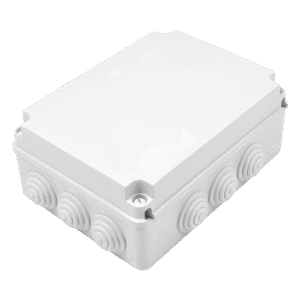 Caja Estanca de PVC Para Derivación y Conexión, 12 Entradas, Tapa Atornillada, 300x220x120 mm (Área interna), Uso Exterior IP55, Material que no Propaga el Fuego y Libre de Hálogenos