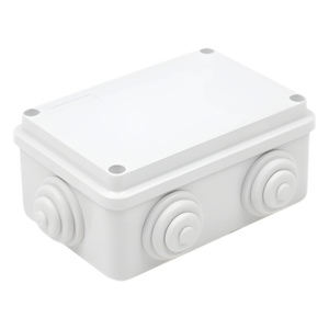 Caja Estanca de PVC Para Derivación y Conexión, 6 Entradas, Tapa Atornillada, 120x80x50 mm (Área interna), Uso Exterior IP55, Material que no Propaga el Fuego y Libre de Hálogenos