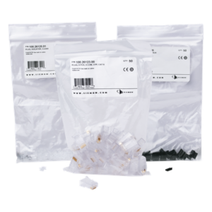 Plug RJ45 Cat6, Para Cable UTP Calibre 23 a 26 AWG, Chapado en Oro de 50 Micras, Bolsa con 50 Piezas