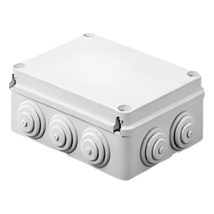 Caja de derivación de PVC Auto-extinguible con 10 entradas, tapa atornillada, 190 x 140 x 70 MM, Para Exterior (IP55)