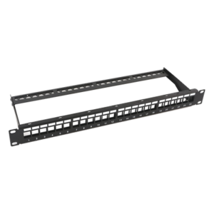 Patch Panel Modular sin Blindaje de 24 Puertos, 1U, con Barra para Organizar Cable
