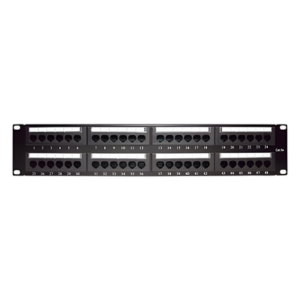 Panel de Parcheo de Impacto (110) UTP de 48 Puertos Cat5e 19 Pulgadas (48.26 cm), 2U con Barra para Organizar Cable