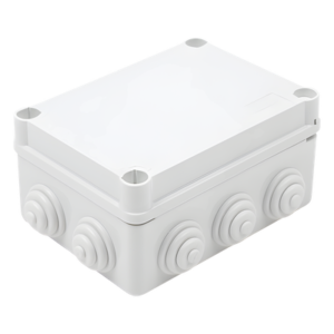 Caja Estanca de PVC Para Derivación y Conexión, 10 Entradas, Tapa con Tornillo de 1/4" de Vuelta, 150x110x70 mm (Área interna), Uso Exterior IP55, Material que no Propaga el Fuego y Libre de Hálogenos