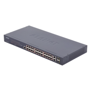 Switch administrable de 24 puertos 10/100TX PoE+ y 2 puertos combo TP/SFP Gigabit