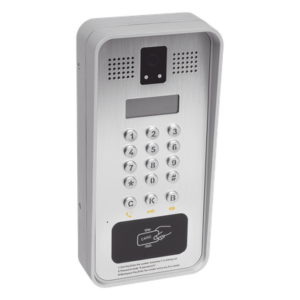 Video portero IP/SIP Con Cámara y pantalla LCD, 2 Relevadores Integrados (entrada y salida), Onvif y lector de tarjetas RFID, puerto WIEGAND (entrada).
