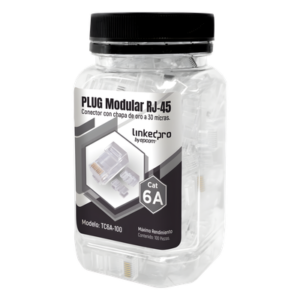 Bote con 100 Piezas de Plug Modular RJ45 Cat6A Chapado de Oro a 30 Micras para Durabilidad Extrema