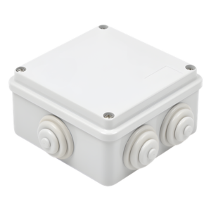 Caja Estanca de PVC Para Derivación y Conexión, 6 Entradas, Tapa Atornillada,100x100x50 mm (Área Interna), Uso Exterior IP55, Material que no Propaga el Fuego y Libre de Hálogenos