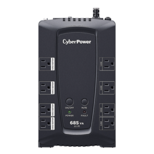 UPS de 685 VA/390 W, Topología Línea Interactiva, Entrada 120 Vca NEMA 5-15P, Tipo Gabinete Compacto, Con 8 Tomas NEMA 5-15R