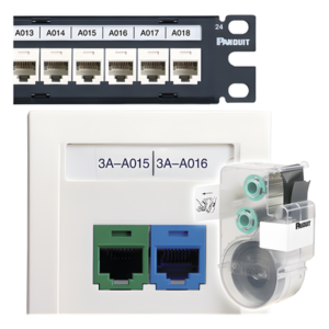 Casete de 125 Etiquetas Adhesivas, para Patch Panel, Face Plate o Cajas Superficiales, Para Identificación 4 Puertos, Color Blanco