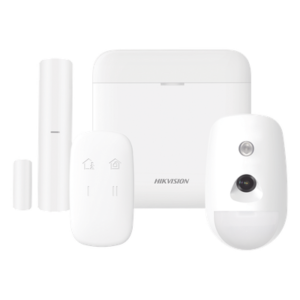 (AX PRO) KIT de Alarma AX PRO / Incluye: 1 Hub con bateria de respaldo / 1 Sensor PIR con Cámara / 1 Contacto Magnético / 1 Control Remoto / WiFi / Compatible con Hik-Connect P2P