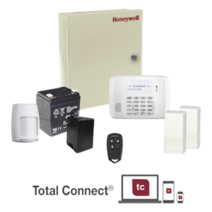 Kit de alarma residencial inalámbrico con panel de 8 zonas cableadas y hasta 40 inalámbricas, teclado con receptor RF, sensor de movimiento y contactos magnéticos