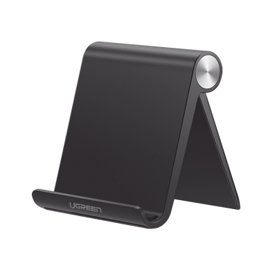Soporte de Escritorio para Teléfono Celular / Ajustable de 0° a 100° / Goma Antiarañazos / Antideslizante / Amplia Compatibilidad con dispositivos de 4'' a 7.9'' / Plegable / ABS / Color Negro