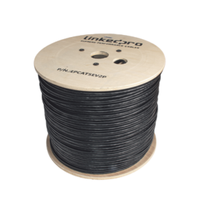 Bobina de Cable Siamés Cat5E CCA + 2 Cables Gruesos (16 AWG) para Alimentar Cámaras Más Lejos / 305m / Instalación en Exterior / Uso Industrial para Climas Extremos