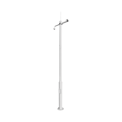 Poste seccionado de 3m, especializado para la instalación de CCTV, incluye base de cimentación, brazo para cámara PTZ, todo en color negro. - Imagen 2