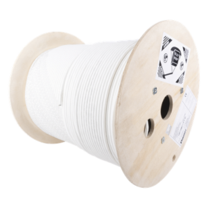 Bobina de Cable Blindado S/FTP de 4 Pares, Cat7, Inmune a Ruido e Interferencias, LSZH (Bajo Humo, Cero Halógenos), Color Blanco, Bobina de 500 Metros (1640 Pies)