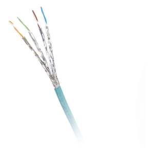 Bobina de Cable Blindado S/FTP Categoría 6A, Uso Industrial con Resistencia al Aceite, Rayos UV y Abrasión, Multifilar (Flexible), Color Azul Cerceta, Bobina de 500 Metros (1640 Pies)
