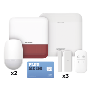 (AX PRO) KIT de Alarma AX PRO con GSM (3G/4G), Wi-Fi y Ethernet / Incluye: 1 Hub con batería de respaldo / 2 Sensores PIR / 3 Contactos Magnéticos Slim / 1 Control Remoto / 1 Sirena Roja Inalambrica Exterior