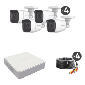 (MICRÓFONO Integrado) Kit TurboHD 1080p Lite / DVR 4 canales / Audio por Coaxitron / 4 Cámaras Bala de Metal con Micrófono Integrado