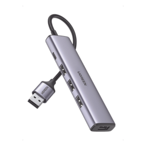 Convertidor USB-A 3.0 a 4 Puertos USB-A 3.0 / 5 Gbps Transferencia / Alimentación por USB-C / Compatibilidad Multiplataforma / Protección Cortocircuito y Sobrecorriente