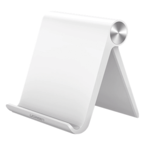 Soporte de Escritorio para Tablet / Ajustable de 0° a 100° / Goma Antiarañazos / Antideslizante / Amplia Compatibilidad con dispositivos de 4'' a 13'' / Plegable / ABS / Color Blanco