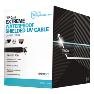 Bobina de Cable de 305 Metros (1000 Pies) Cat6+ Calibre 23 Exterior Blindado Tipo FTP para Climas Extremos, UL, Color Negro