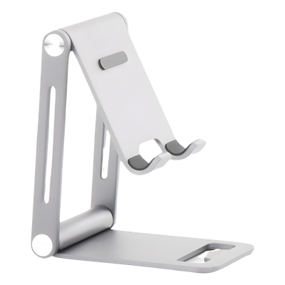 Soporte para Teléfono Celular de Aluminio | Angulo Ajustable | Amplia Compatibilidad con dispositivos de 4.7'' a 7.9'' | Antideslizante | Antiarañazos | Plegable | Color Gris. - Imagen 4
