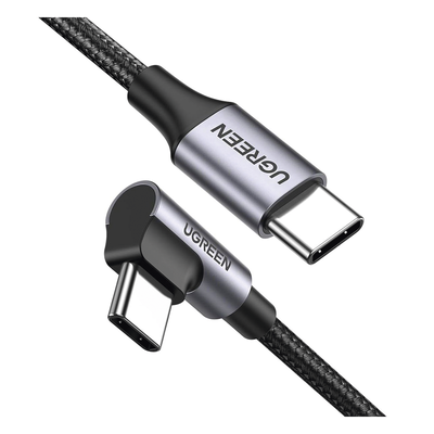 Cable USB-C a USB-C | 1 Metro (3.28 Pies) | Conector con Ángulo Recto de 90° | Carga Rápida de hasta 60W | 480 Mbps | PD3.0 | QC4.0/3.0/2.0 | FPC | AFC | Protección Integrada | Caja de Aluminio | Nylon Trenzado | Color Negro - Imagen 2