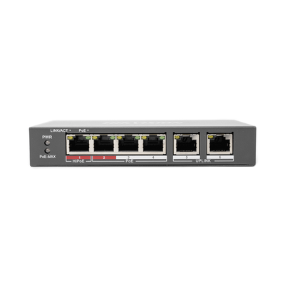 Switch PoE+ / No Administrable / 3 Puertos 10/100 Mbps 802.3 af/at (30 W) + 1 Puerto 10/100 Mbps Hi-PoE (60 W) / 2 Puertos 10/100 Mbps Uplink / Modo Extendido hasta 300 Metros / 60 W - Imagen 2