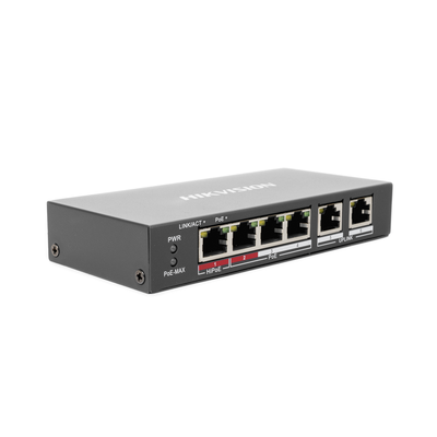 Switch PoE+ / No Administrable / 3 Puertos 10/100 Mbps 802.3 af/at (30 W) + 1 Puerto 10/100 Mbps Hi-PoE (60 W) / 2 Puertos 10/100 Mbps Uplink / Modo Extendido hasta 300 Metros / 60 W - Imagen 3