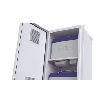 Gabinete Acero Galv. para 2 Baterías PL110D12 (400 x 730 x 300mm). Puerta Sin Ventilación. Acc. para piso o poste No incluidos. - Imagen 6
