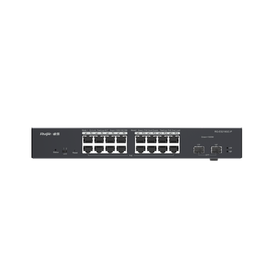 Switch Administrable PoE con 16 puertos Gigabit PoE 802.3af/at + 2 SFP para fibra 1Gb, gestión gratuita desde la nube, 240w