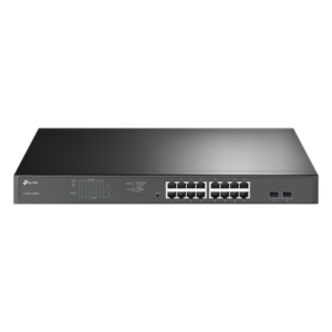 Switch JetStream de 16 puertos 10/100/1000Mbps y PoE af/at, 2 puertos SFP hasta 192W.