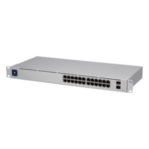 UniFi Switch USW-24, Capa 2 de 24 puertos 10/100/1000 Mbps + 2 puertos 1G SFP, pantalla informativa