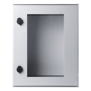 Gabinete de Poliéster IP65 Puerta Transparente, Uso en Intemperie (400 x 500 x 200 mm) con Placa Trasera Interior de Plástico (Incluye Chapa y Llave).
