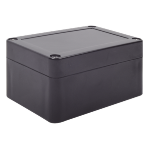 Gabinete Plástico Negro para Exterior (IP65) de 100 x 68 x 50 mm Cierre por Tornillos.