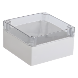 Gabinete Plástico para Exterior (IP65) de 160 x 160 x 90 mm Cierre por Tornillos Tapa Transparente.