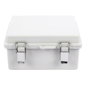 Gabinete de Plástico ABS, Uso en Intemperie IP66 (170 x 220 x 110 mm) Cierre por broche Inoxidable y Permite Cerrado con Candado y Llave (Perno 5mm) No Incluido