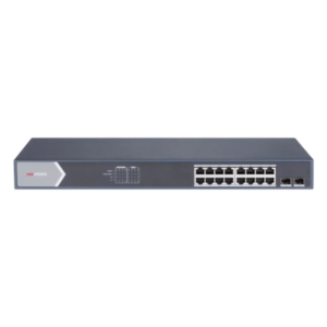 Switch Gigabit PoE+ / Administrable / 16 Puertos 1000 Mbps PoE+ / 2 Puertos SFP / Configuración Nube desde Hik-ParnerPro / PoE hasta 300 Metros / 225 Watts