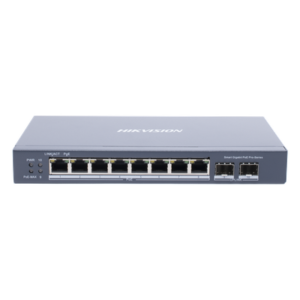 Switch Gigabit PoE+ / Administrable / 8 Puertos Gigabit PoE+ / 2 Puertos SFP / Configuración Nube Hik-Partner Pro / Modo Extendido hasta 300 Metros / 110 W